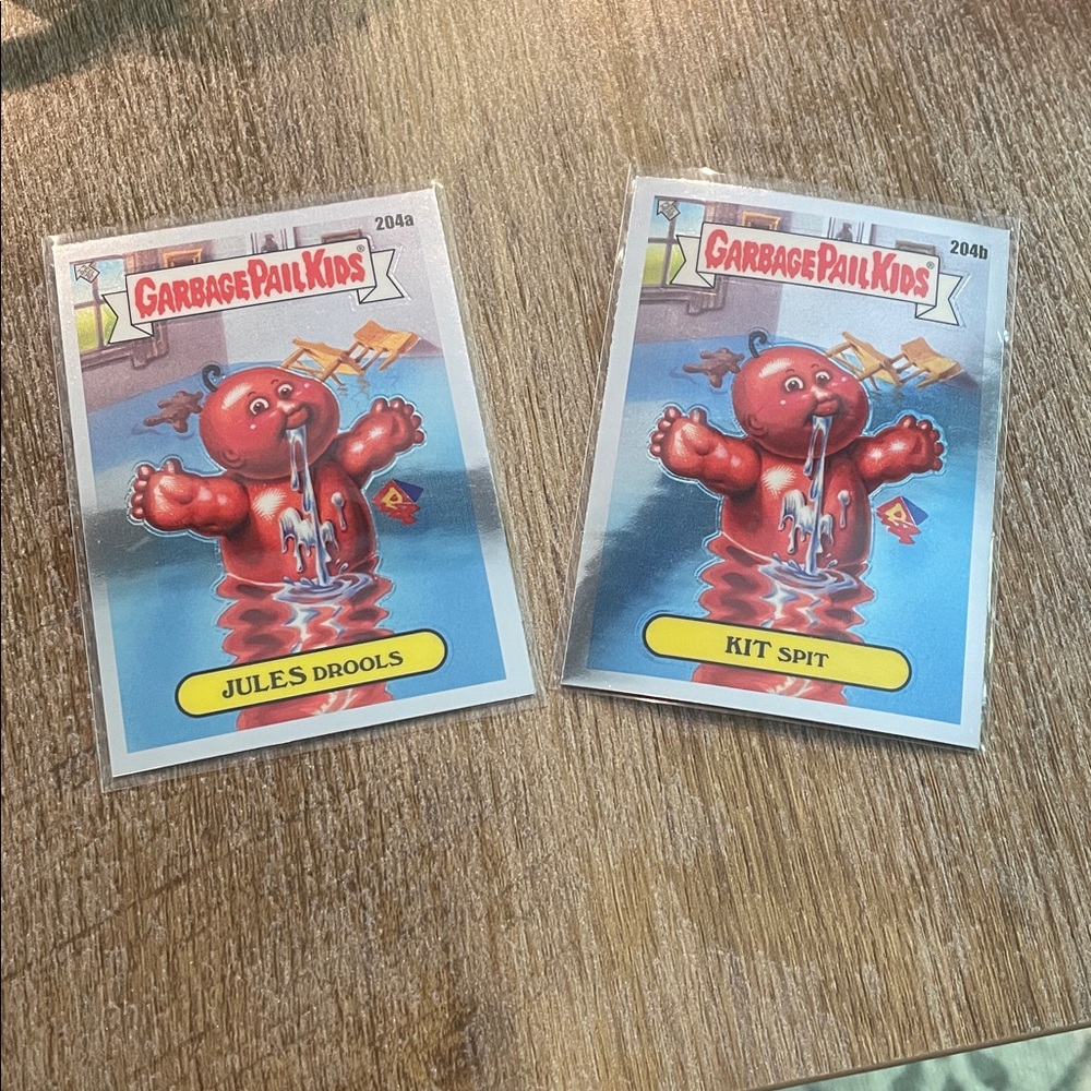✨10/$10✨ Garbage Pail Kids Chrome Series 5 Jules Drools and Kit Spit 204a/204b